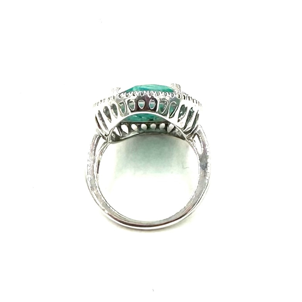 SERAFINA Sterling Silver Natural Diamond & Amazonite Ring Sz 7 NWOT - Picture 5 of 10